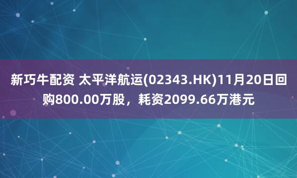 新巧牛配资 太平洋航运(02343.HK)11月20日回购800.00万股，耗资2099.66万港元